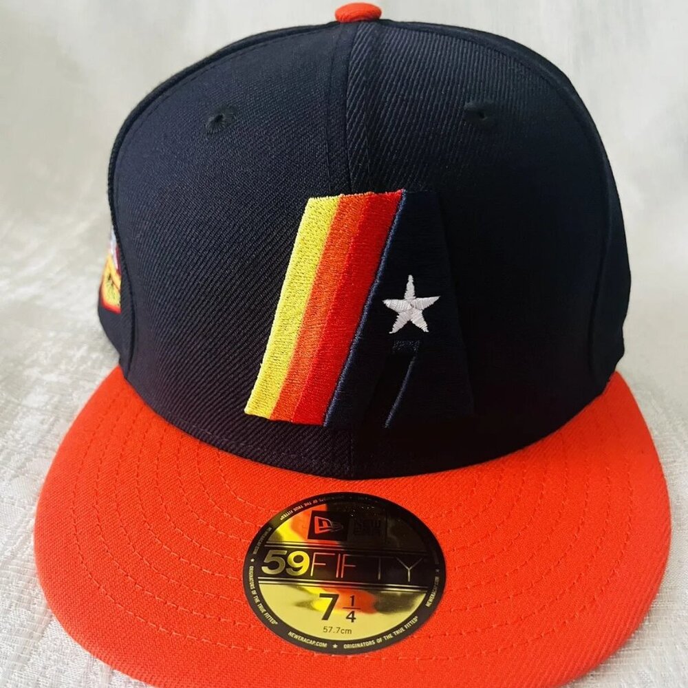 New Era Houston Astros Two Tone Anniversary Patch 59Fifty 5950 7 1/4 Hat Cap NEW